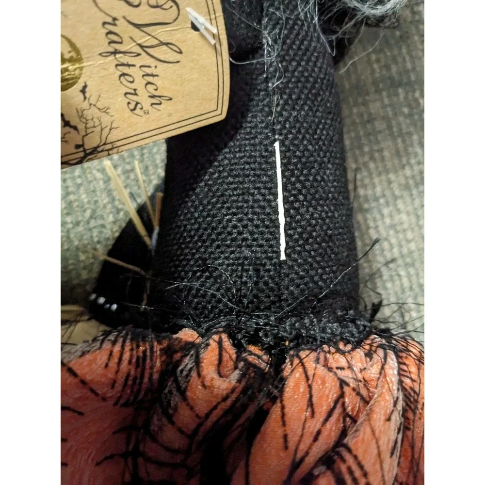 Witch Crafters Shelf Sitter Halloween Figure Black Orange Dress Broom Decor